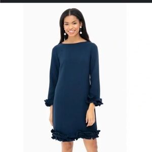 Sail to Sable Celine Double Ruffle Dress Black Womens 6